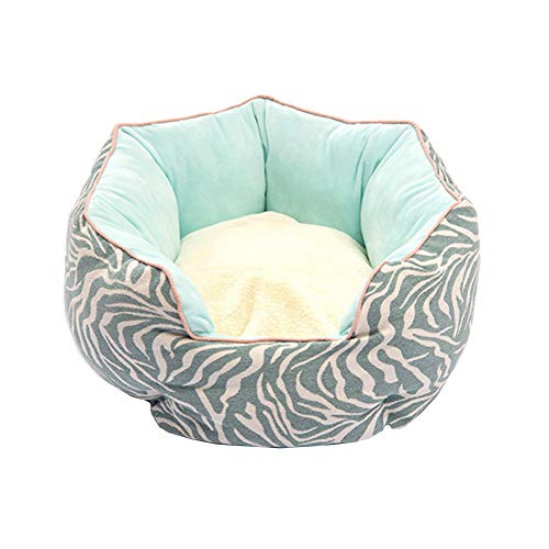 Csheng Hundebett Donut Hundebett Haustierbett Welpenbett Rundes Plüsch Herbst- Und Winternest Hundestreu Katzenbett Halbgeschlossen Herbst- Und Winter-Haustierbedarf Für Den Innen Green White von Csheng