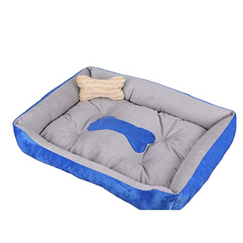 Csheng Hundebett Haustierbett Welpenbett Haustier Großer Zwinger Katzenstreu Four Seasons Pet Mat Rechteckiger Hundezwinger Verdickte Warme Matte Unzerstörbares Hundebett Für Den Blue,L von Csheng