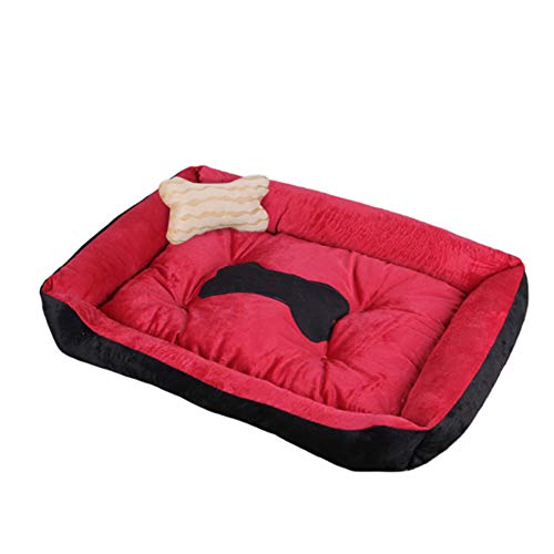 Csheng Hundebett Haustierbett Welpenbett Haustier Großer Zwinger Katzenstreu Four Seasons Pet Mat Rechteckiger Hundezwinger Verdickte Warme Matte Unzerstörbares Hundebett Für Den red,L von Csheng