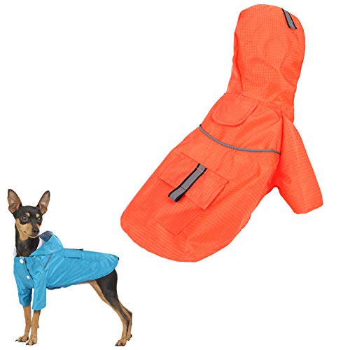 Csheng Hundejacke Welpenmantel Hund Regenmantel Haustier Regenmantel Hundekleidung Wasserdichtes Frühlings- Und Sommer-Kapuzen-atmungsaktives Doppelwindbreaker-Hundekostüm orange,Medium von Csheng