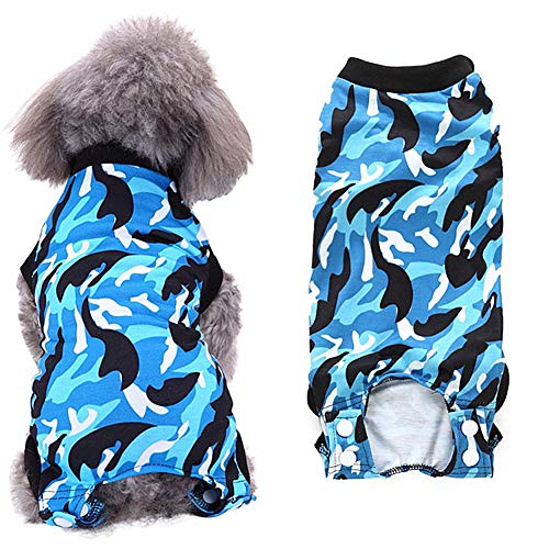 Csheng Hundekleidung Hund Onesie Hundekostüm Katzenkleidung Haustier Hund Rehabilitationskleidung Haustier Hund Verletzungsschutz Sterilisationsoperation Kleidung Hund Camouflage-Blue,M von Csheng