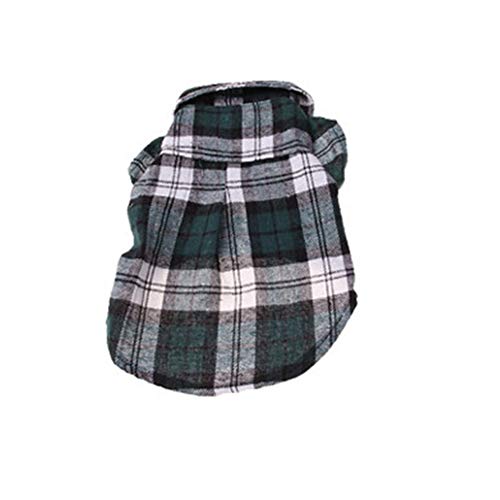 Csheng Hundekleidung Hundekostüm Welpenweste Haustierweste Kleiner Hundemantel Welpenmantel Sommer England Plaid Haustierhemd Haustier Frühling/Sommer Welpe Freizeitkleidung Für Sport Green,S von Csheng