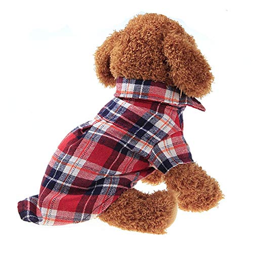 Csheng Hundekleidung Hundekostüm Welpenweste Haustierweste Kleiner Hundemantel Welpenmantel Sommer England Plaid Haustierhemd Haustier Frühling/Sommer Welpe Freizeitkleidung Für Sport red,xs von Csheng