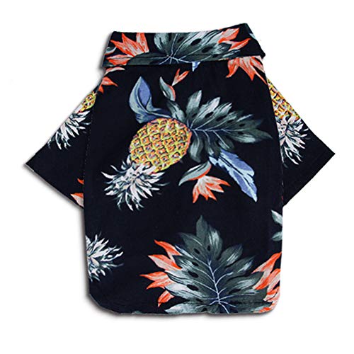 Csheng Hundekostüm Haustier Weste Hundekleidung Weste Frühling Und Sommer Hawaiian Print Baumwolle Und Leinen Shirt Kleine Und Mittlere Haustier Kleidung Welpenmantel Für Sport Dark Blue,xs von Csheng