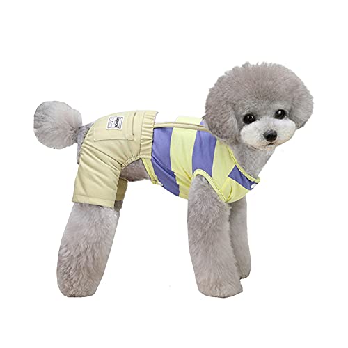 Csheng Hundekostüm Haustierkleidung Hundekleidung Katzenkleidung Frühling Sommerkleidung Breit Gestreifte Overalls Für Verschiedene Indoor-Outdoor-Anlässe Urlaubsdekorationen X-Large,Yellow von Csheng