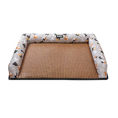 Csheng Hundekühlkissen Hundekühlkissen Haustiermatte Trainingspads Hundemattennest Sommerkantenkissen Hundekatze Atmungsaktive Gewebte Haustiermatte Waschbares Hundebett Haustierbett Medium,Grey von Csheng