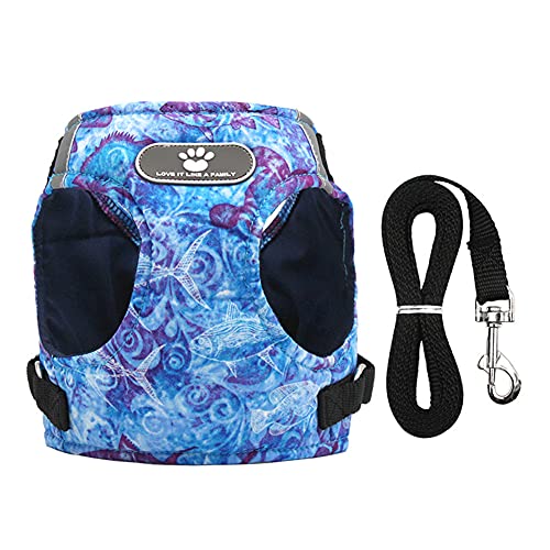 Csheng Hundeleine Hundeleine Verstellbares Hundegeschirr Hundeweste Geschirr Haustier-Traktionsseil Weste-Stil Hundebrustgeschirr Reflektierende Hundekette Atmungsaktives Katzenlaufseil X-Large,Blue von Csheng