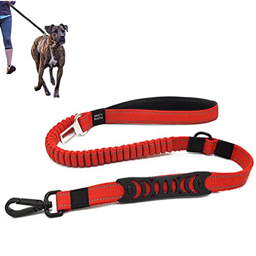 Csheng Hundeleine Welpe Blei Haustier Traktion Seil Puffergürtel Autosicherheitsschnalle Traktionsgürtel Hundetraining Leinenleine Für Outdoor-Training Laufen Gehen Leine red von Csheng