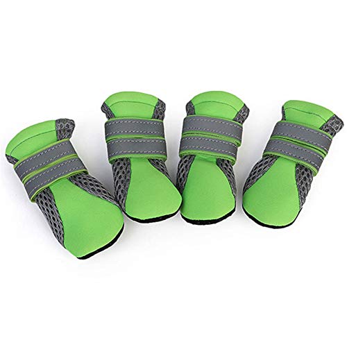 Csheng Hundepfotenschutz Haustier wasserdichte Socken Schutzhunde Stiefel Haustierschuhe Hundeschuhe Wanderschuhe Kleine Hunde Haustierbedarf Fußabdeckung Für Indoor Outdoor Wear Walking Green,L von Csheng