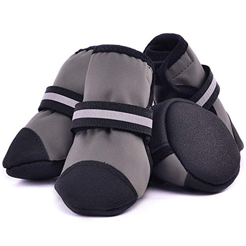 Csheng Hundestiefel Für Verletzte Pfoten Schutzhundeschuhe wasserdichte Hundeschuhe Weiche Sohle Bequemer Fußschutz Schuhüberzug Haustierschuhe Für Indoor Outdoor Wear Walking Gray,XXXL von Csheng