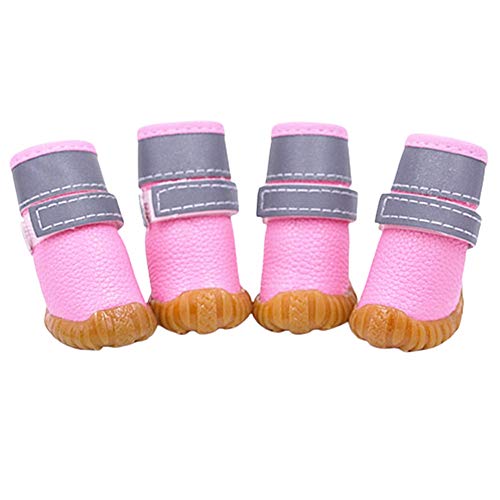 Csheng Hundestiefel Hundeschuhe Haustier Hundeschuhe Leuchtende wasserdichte Lederschuhe Sport Weiche rutschfeste Kleine Hunde Schutzhunde Stiefel Stiefel & Pfotenschutz Für Indoor Outdoor pink,#1 von Csheng