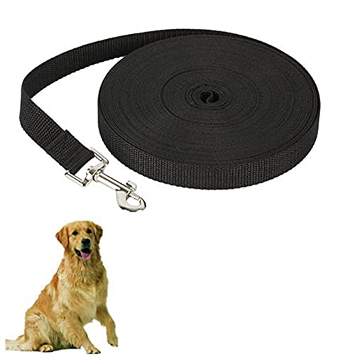 Csheng Hundetraining Leine Leine Trainingsleine Für Hunde Hundeleinen Hundeleine Haustierbedarf Gurtband Hundeleine Leine Hundelauf Hundeleine Für Outdoor-Training Laufen Gehleine Black,15m von Csheng