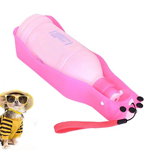 Csheng Hundetrinkflasche für Unterwegs Tragbare Haustier Wasserflasche Auslaufsichere Hundetrinkflasche Hundereisezubehör Reisewasserflasche Für Hunde pink,350ml von Csheng