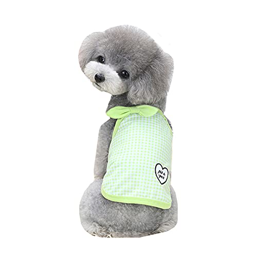 Csheng Hundeweste Katze Kleidung Hund T-Shirt Hund Sommer Welpen Kleidung Katze Kleidung Haustier Kleidung Hund Kleidung Liebesgitter Sling Hund Kleidung Hund Kostüm Für Verschiedene Medium,Green von Csheng