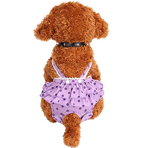 Csheng Hundewindeln Hundehosen Wiederverwendbare Pet Physiologische Hosen Hund Menstruations Polka Dot Rock Süße Lätzchen Physiologische Hosen Hund Periodenhosen 32,Purple von Csheng