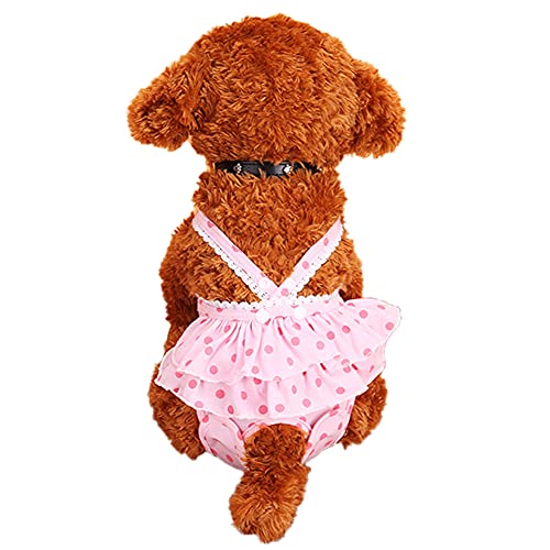 Csheng Hundewindeln Hundehosen Wiederverwendbare Pet Physiologische Hosen Hund Menstruations Polka Dot Rock Süße Lätzchen Physiologische Hosen Hund Periodenhosen 42,pink von Csheng