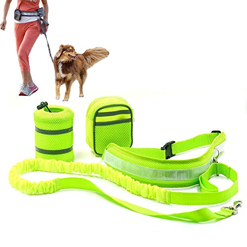 Csheng Joggingleine Hund Mit Bauchgu Joggingleine Hunde Leine für große Hunde Hund läuft Blei Anti-Pull-Hundeleine Hand Free Dog Walking Belt Hundegürtel Green von Csheng