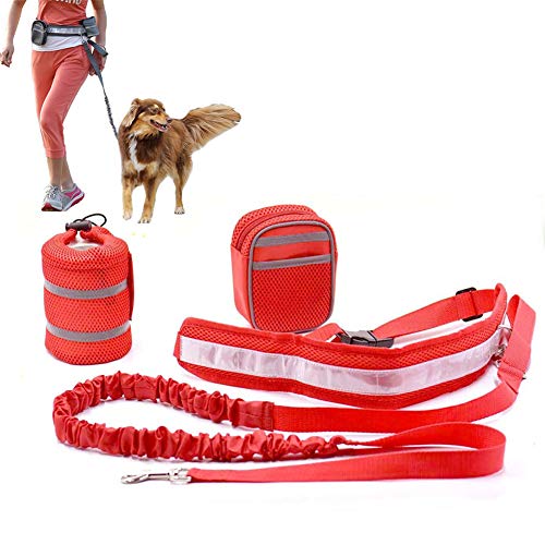 Csheng Joggingleine Hund Mit Bauchgu Joggingleine Hunde Leine für große Hunde Hund läuft Blei Anti-Pull-Hundeleine Hand Free Dog Walking Belt Hundegürtel red von Csheng