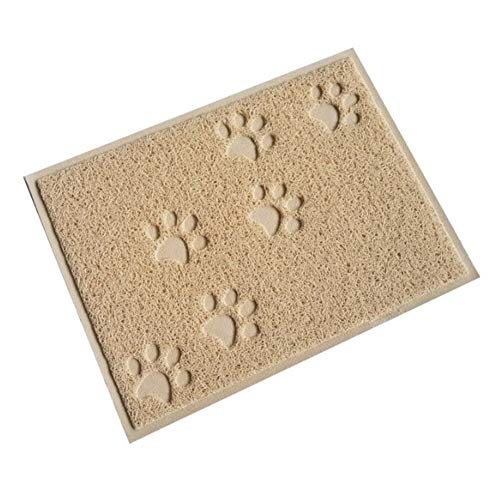 Csheng Katze Katzentoilette Matte Napfunterlage Katzen Hundenäpfe rutschfeste Matte Katzenstreumatte waschbar Hundenapf Mat Katzenfütterungsmatte rutschfest Cream Colored von Csheng