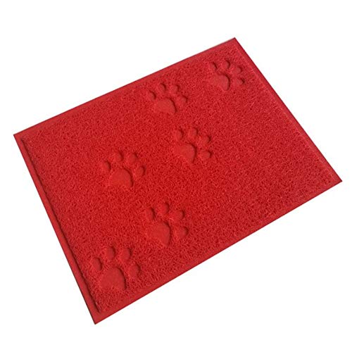 Csheng Katze Katzentoilette Matte Napfunterlage Katzen Hundenäpfe rutschfeste Matte Katzenstreumatte waschbar Hundenapf Mat Katzenfütterungsmatte rutschfest red von Csheng