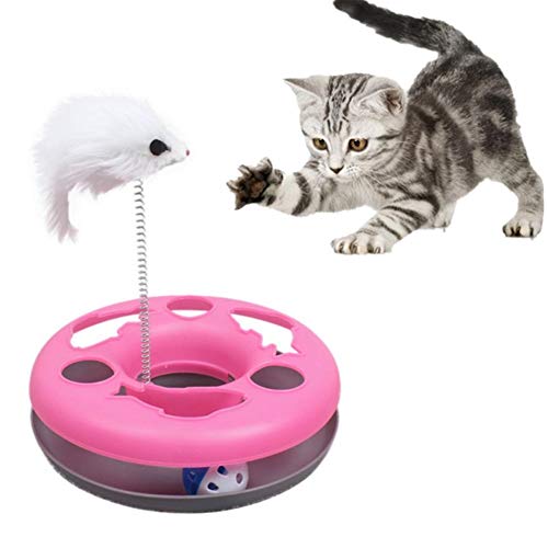 Csheng Katze Spielzeug Für Indoor Katzen Katze Interaktive Spielzeug Einzelne Schicht Spielen Teller Katze Spielzeug Maus Frühling Katze Spielen Spielzeug Katze Drehtisch Verstecken pink von Csheng