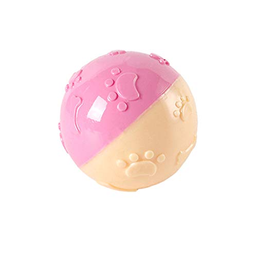 Csheng Katzenball Katzenbälle Katzenkicker Spielzeug Hundespielzeug Haustier Gesang Tennis Gummi Spielzeug Backenzähne Reinigung Interaktives Training Tennis Katzen Spielzeug 6.5,pink von Csheng