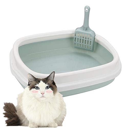 Csheng Katzenklo Katzentoilette Katzentoilette Haustier Toilette Katzentoilette Kätzchenstreutablett Kaninchenstreu Tablett Eckstreu Tablett Cat Blue von Csheng