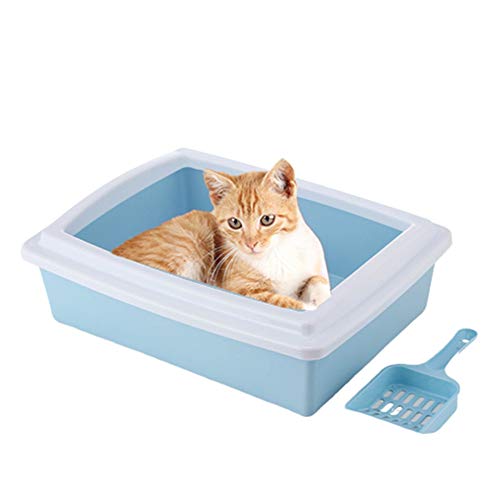 Csheng Katzenklo Katzentoilette Offen Katzenstreutablett klein Anti-Splash-Bettpfanne Kaninchenstreu Tablett Kätzchenstreutablett Eckstreu Tablett Cat Blue von Csheng