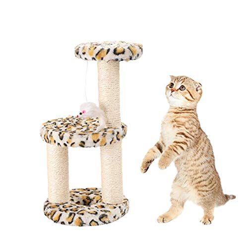 Csheng Katzenkratzbaum Katzenkratzmatte Sisal Katzenklettergerüst Kratzbaum Haustier Katzenspielzeug Dreistöckiges Katzenklettergerüst Katzenspielzeug Für Indoor-Katzen Interaktiv a von Csheng