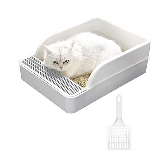 Csheng Katzentoilette Katze Katzentoilette Matte Eckstreu Tablett Cat Selbstreinigende Katzenstreutablett klein Katzentoilettenmatten Katzentoilette White von Csheng