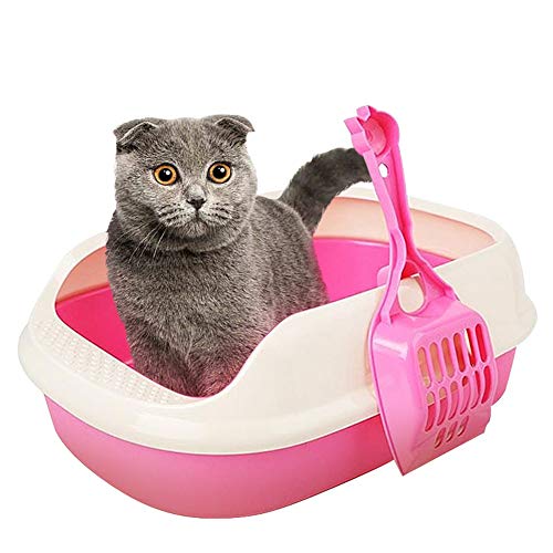 Csheng Katzentoilette Offen Katzenklo Matte Kätzchen Zubehör Kätzchenstreutablett Katzentoilettenmatten Katzentoilette Haustier Toilette pink-m von Csheng