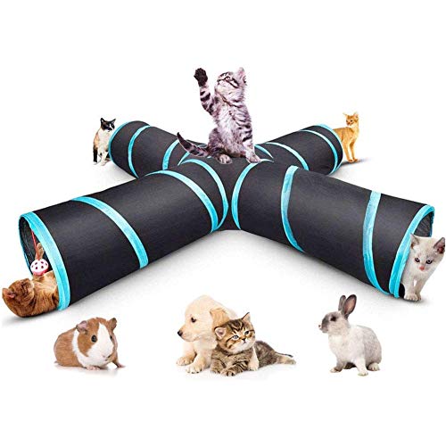 Csheng Katzentunnel Katze Kanal Haustier Liefert Katze Spielzeug Fünf-Wege-Katzen-Tunnel Pädagogische Katze Spielzeug-Bohrer-Eimer Faltbarer Tunnel-Röhrchen Hide Suchen Training 4 Way von Csheng