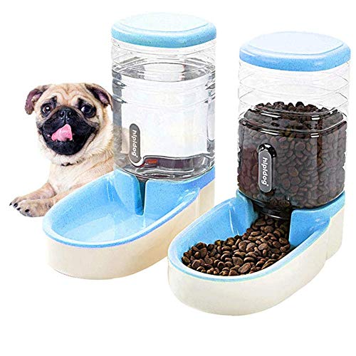 Csheng Katzenwasserspender Haustierwasserspender Hund Wasserspender Automatischer Tierfutterautomat Automatischer Haustierhundefutterautomat Für Katzen Hundenapf Und Katzenbecken Blue,Feeder Set von Csheng