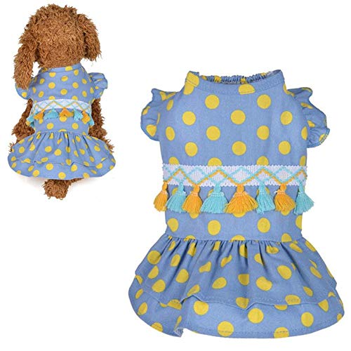 Csheng Kleidung Für Hunde Haustier Kleid Welpenkleid Haustier Party Kleid Hunde Sommer Hund Kleidung Hunde Kleidung Rock Für Kleine Hunde Katze Kleidung Punkt Haustier Rock Hund Blue,19 von Csheng