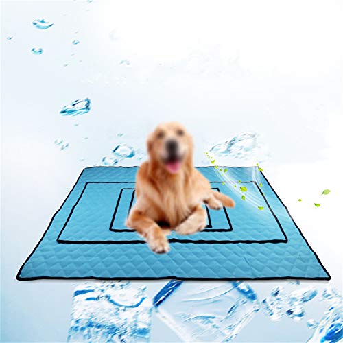 Csheng Kühlmatte Hundematte Hundesitzkissen Haustier Hund Auto Matte Anti-Schmutzige Anti-Rutsch-Matte Klimaanlage Matte Haustierbedarf Haustier Eisseide Seide Matte Haustier Blue,Large von Csheng