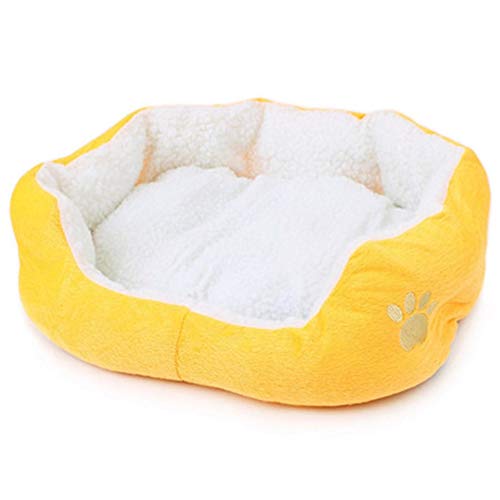 Csheng Mittleres Hundebett Haustierbett Welpenbett Abnehmbares Und Waschbares Haustierbett Mattenzubehör Für Lammwolle-Zwinger Rechteckige Hundehütte Verdickte Warme Matte golden,60 * 50cm von Csheng