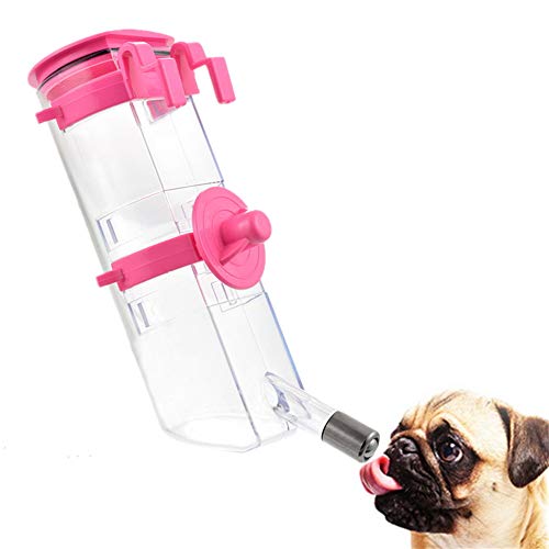 Csheng Tragbare Hundewasserflasche Hundewasserflasche Zum Gehen Haustierbedarf Hundewasserbecher Haustier Wasserflasche Haustier Hängetyp Trinkflasche Haustier Trinkbecher Welpe pink,350ml von Csheng