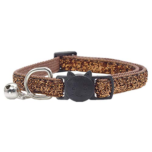 Csheng Welpenhalsband Hundehalsband Katzenhalsband Haustier Katzenhalsband Mit Glocke Katzengesichtshalsband Sicherheitsschnalle Katzenhalsband Weiches Hundehalsband Süßes Hundehalsband Coffee von Csheng