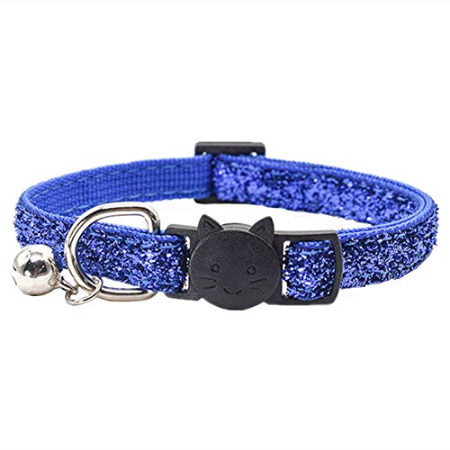 Csheng Welpenhalsband Hundehalsband Katzenhalsband Haustier Katzenhalsband Mit Glocke Katzengesichtshalsband Sicherheitsschnalle Katzenhalsband Weiches Hundehalsband Süßes Hundehalsband deep Blue von Csheng