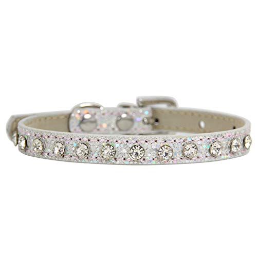 Csheng Welpenhalsband Kreativer Glitzer Big Glitter Stoff Klaue Diamantdekoration Diamantknopfkopf Katzenart Im Europäischen Stil Katzenhalsband Weiches Hundehalsband Süßes Hundehalsband S,Silver von Csheng