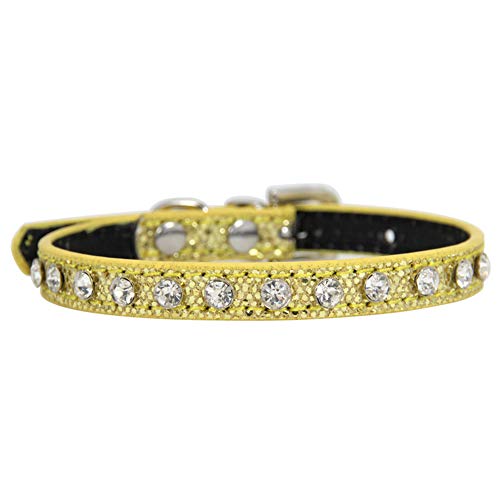 Csheng Welpenhalsband Kreativer Glitzer Big Glitter Stoff Klaue Diamantdekoration Diamantknopfkopf Katzenart Im Europäischen Stil Katzenhalsband Weiches Hundehalsband Süßes Hundehalsband S,Yellow von Csheng