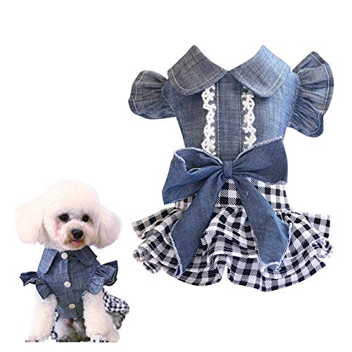 Csheng Welpenkleid Hundekleider Katzenkleidung Hundekleidung Für Kleine Hunde Rock Hundekleid Für Sommerhochzeitskleider Puffrock Bowknot Jeansrock Haustierkleidung Sommerrock Large von Csheng