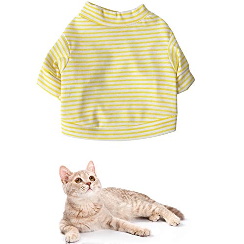 Csheng Welpenweste Haustierweste Hundekleidung Weste Baumwolle Kleines Frisch Gestreiftes Haustier T-Shirt Hundekleidung Hundekostüm Katzenkleidung Welpenmantel Für Sport Outdoor Yellow,xs von Csheng