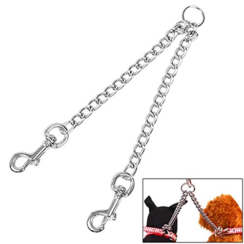 Double Dog Lead Double-Head Traction Haustierprodukte Traction Rope Traction Belt Dog Traction Double Buckle Chain Für Outdoor-Training Laufen Gehen Leine 40cm von Csheng