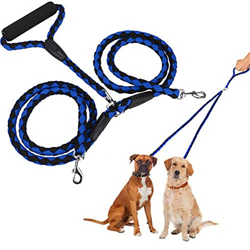 Double Dog Lead Hundetraining Lead Leash Handgestricktes Double-Ended Traction Rope Eins Für Zwei Dog Leash Collar Pet Supplies Für Das Training Running Walking Leash Blue von Csheng