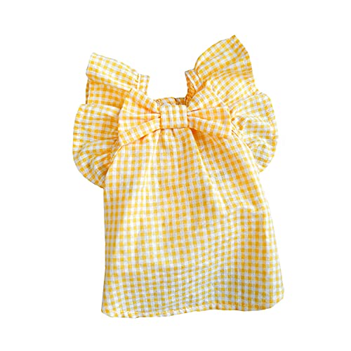 Hundekostüm Kätzchen Kleidung Katze Kleidung Haustier Kleidung Frühling Sommer Gelb Kariert Bowknot Haustier Kleidung Shirt Für Verschiedene Indoor Outdoor Anlässe Urlaub Dekorationen Medium,yellow von Csheng