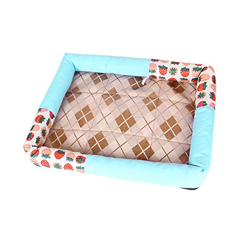 Hundekühlmatte Coole Pads Für Hunde Kühlkissen Für Hunde Erdbeerkatzenstreu Haustier Hundezubehör Mattenbettmatte Sommer Eisseidenhütte Waschbares Hundebett Haustierbett Welpenbett Large,Blue von Csheng