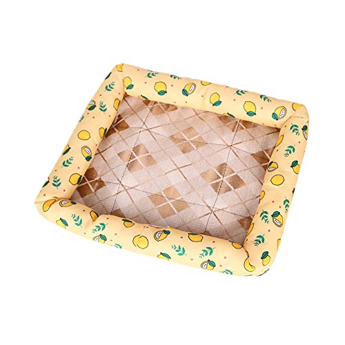 Hundekühlmatte Coole Pads Für Hunde Kühlkissen Für Hunde Erdbeerkatzenstreu Haustier Hundezubehör Mattenbettmatte Sommer Eisseidenhütte Waschbares Hundebett Haustierbett Welpenbett Large,Yellow von Csheng