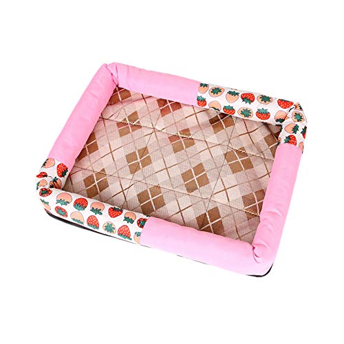 Hundekühlmatte Coole Pads Für Hunde Kühlkissen Für Hunde Erdbeerkatzenstreu Haustier Hundezubehör Mattenbettmatte Sommer Eisseidenhütte Waschbares Hundebett Haustierbett Welpenbett Large,pink von Csheng