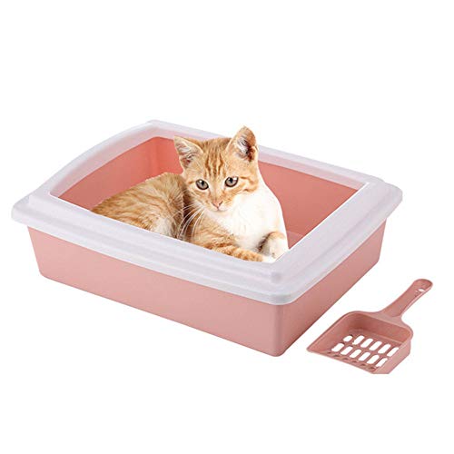 Katzenklo Katzentoilette Offen Katzenstreutablett klein Anti-Splash-Bettpfanne Kaninchenstreu Tablett Kätzchenstreutablett Eckstreu Tablett Cat pink von Csheng